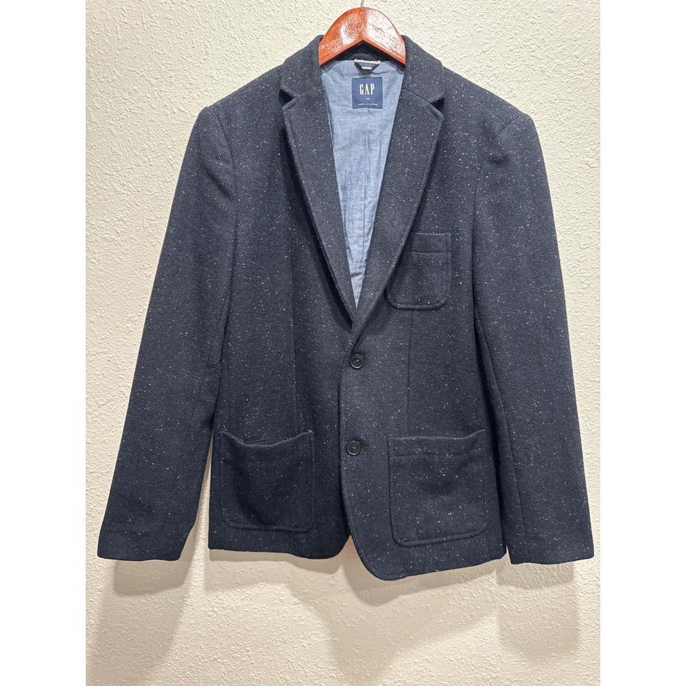 Gap Mens Wool Blend Speckled Donegal Blazer Jacket Charcoal Grey XS Two Button